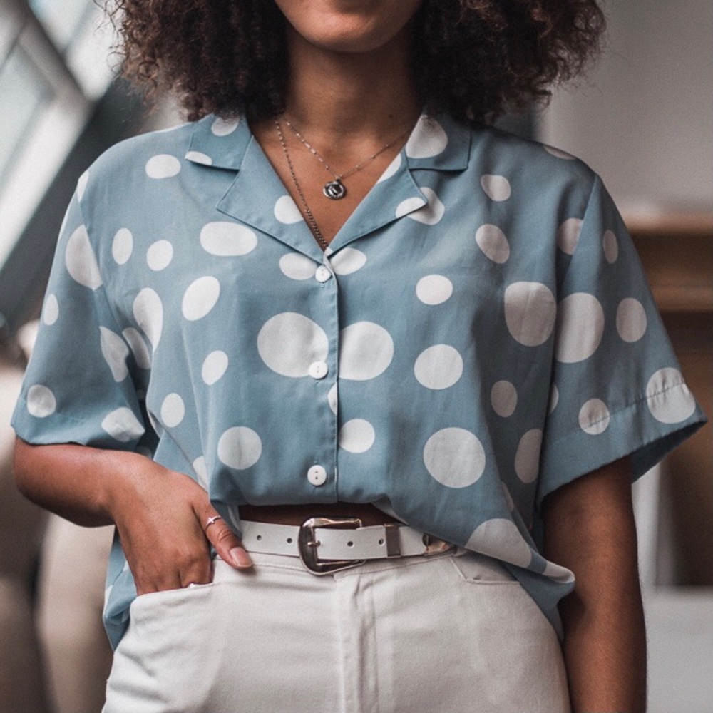 Light Blue Polka Dot Shirt